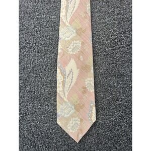 Vintage Polo Ralph Lauren Silk Neck Tie Floral Pastel Pink Hand Made Art USA